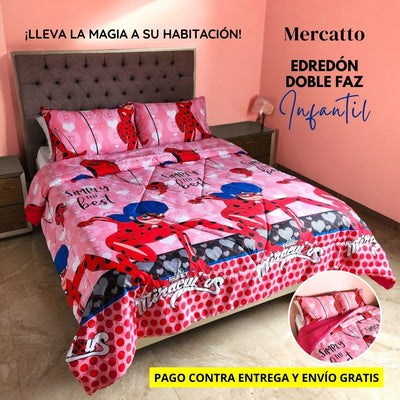 ¡OFERTA ESPECIAL! EDREDÓN DOBLE FAZ INFANTIL LADYBUG  🐞 CAMA DOBLE